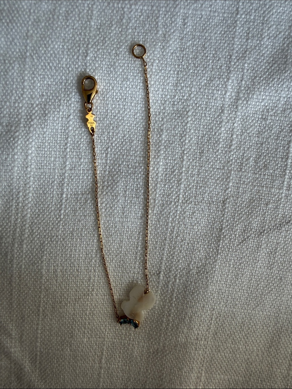 TOUS Gold and White Bear Pendant bracelet